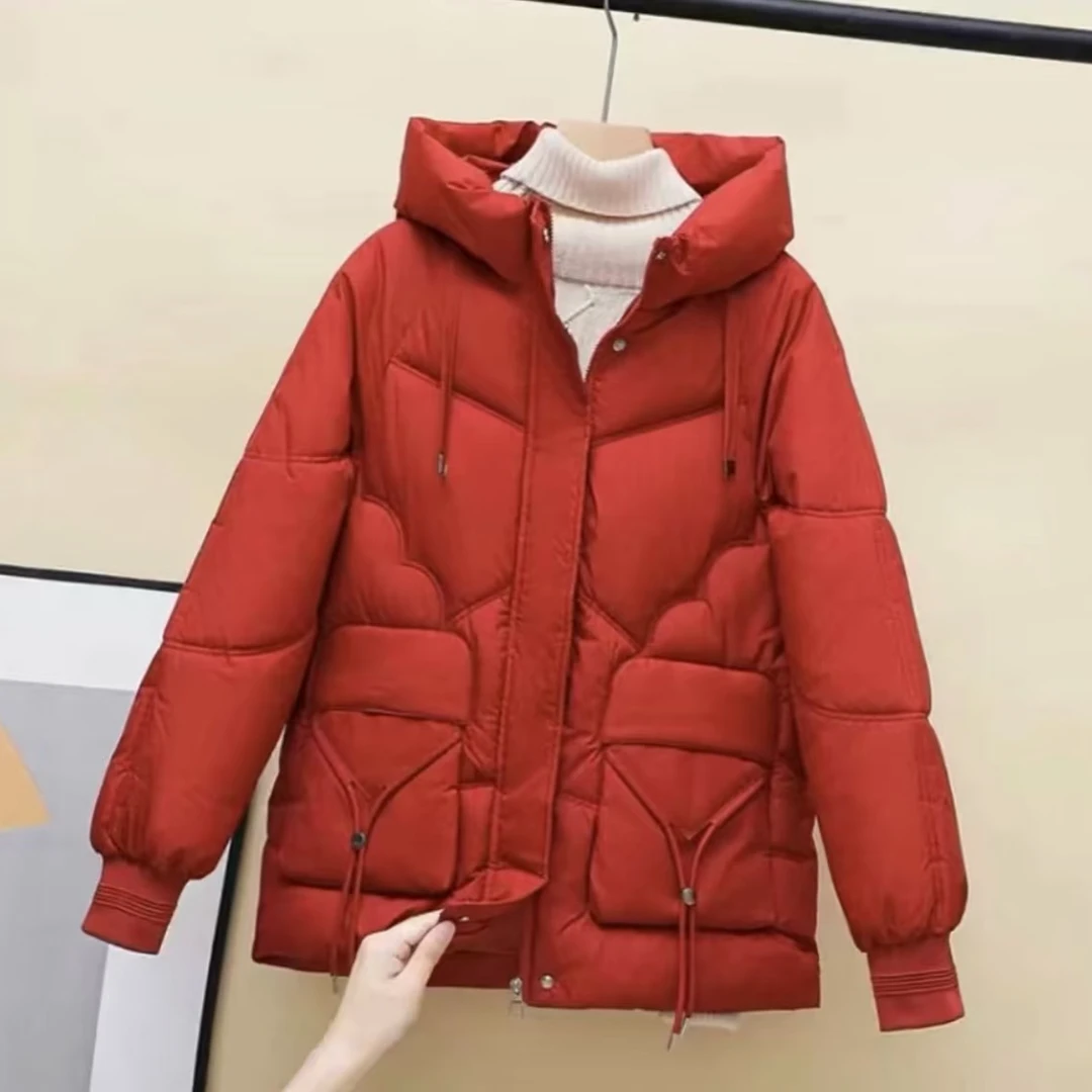 [新人福利]2024新款女士加厚亮闪闪带帽棉服外套