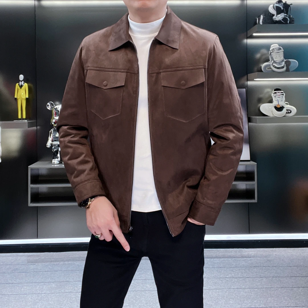 【夹克羽绒服】970男士麂皮绒休闲90白鸭绒保暖外套冬季轻商务欧货