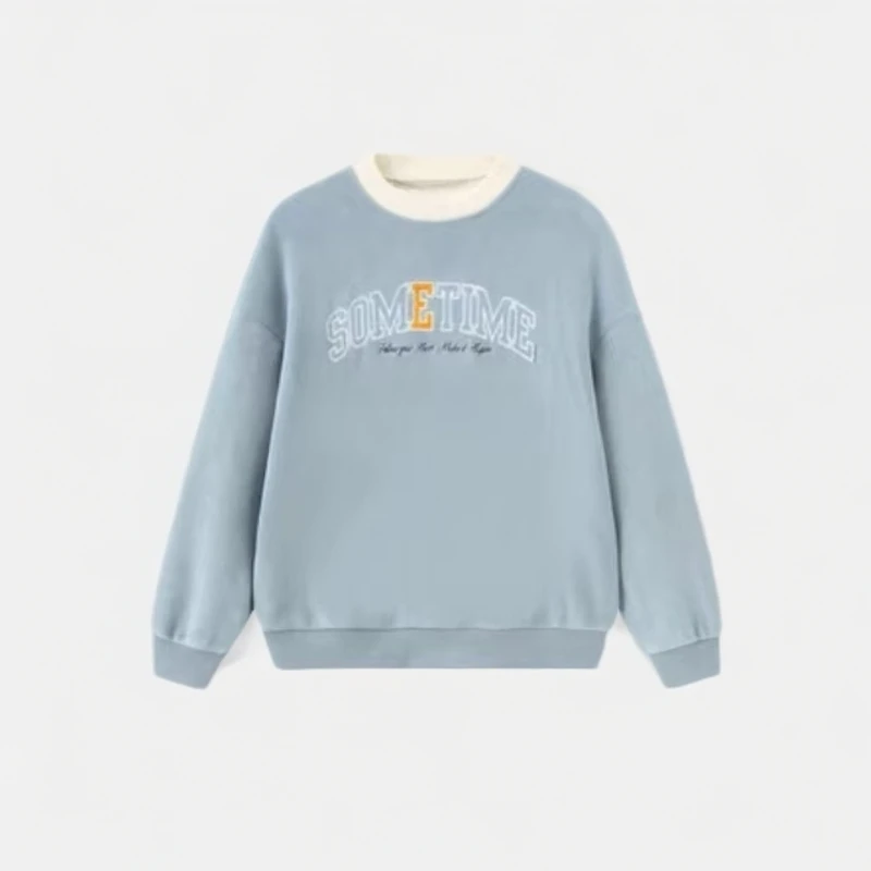 女士潮牌秋冬双面绒刺绣柔软休闲卫衣4118