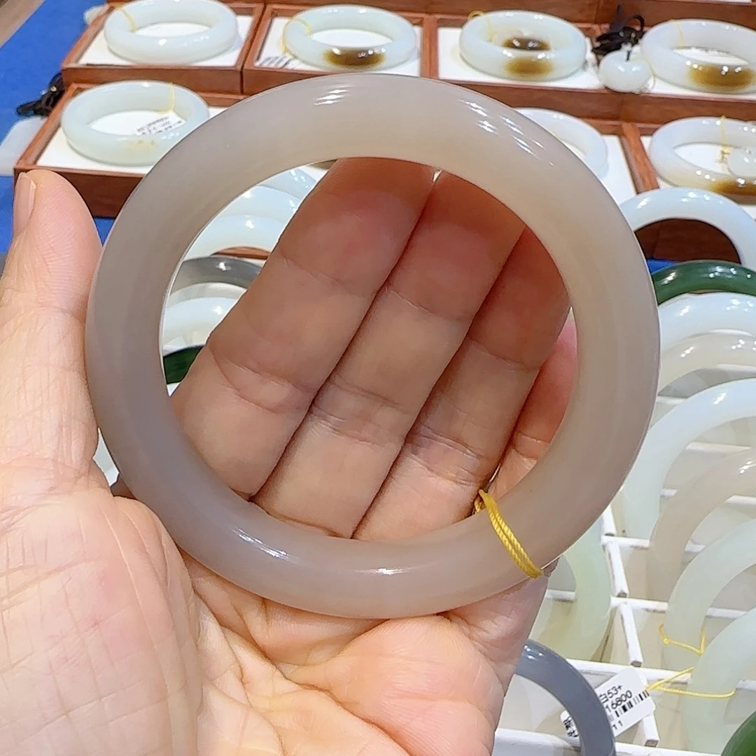 和田玉手镯未镶嵌藕粉58
