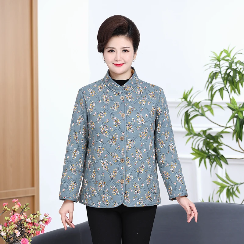 中老年春秋女士开衫上衣妈妈装外套200斤胖妈妈时尚大码外套碎花