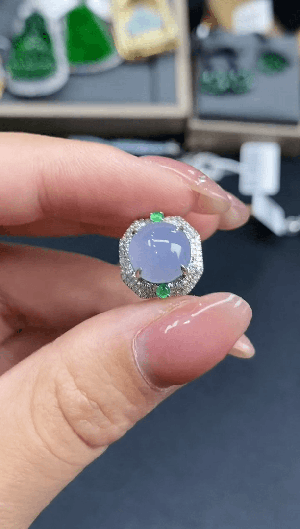 【闪购商品】翡翠戒指18K金镶嵌蛋面