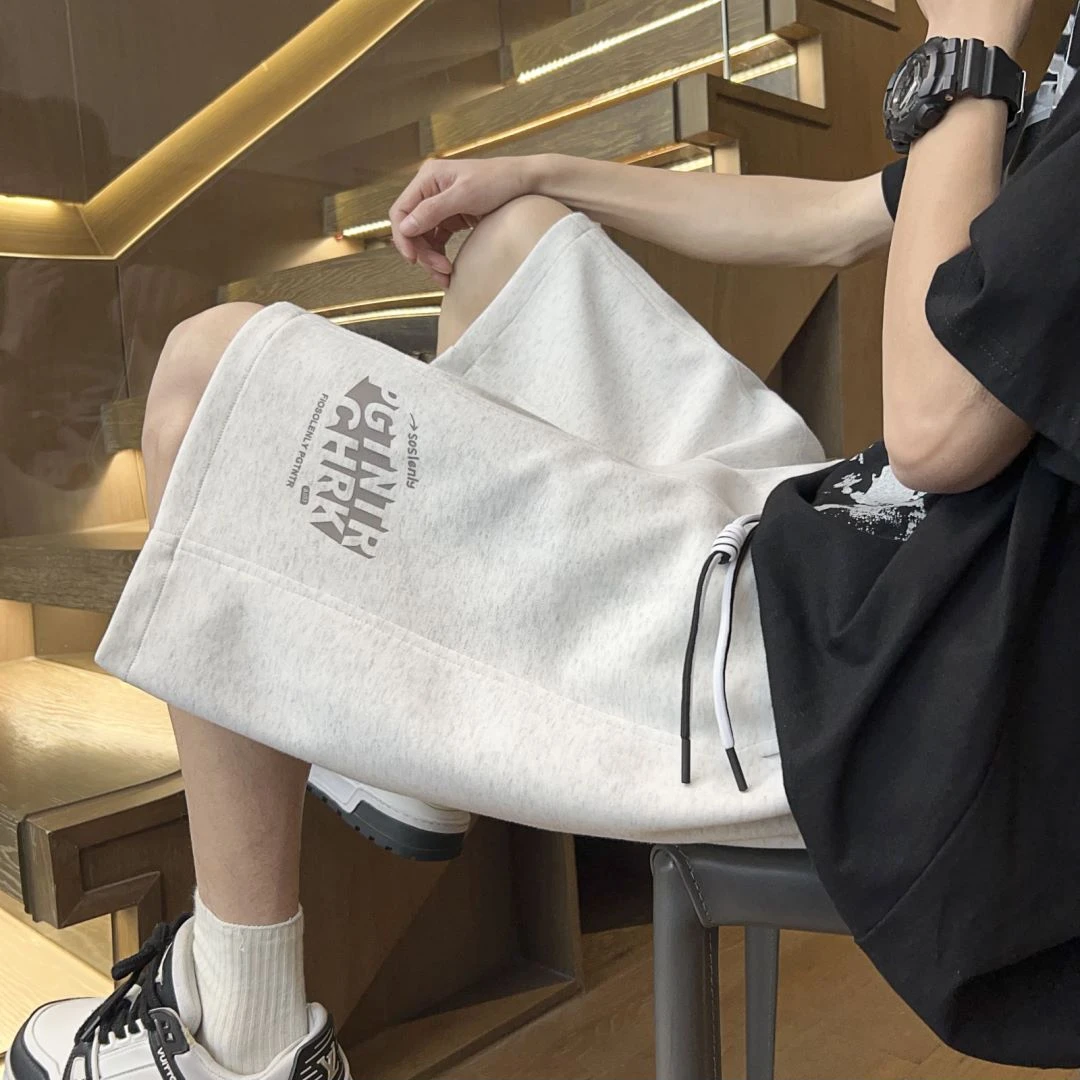 薄款短裤男2025夏季新款港风宽松潮流印花大码运动休闲百搭五分裤