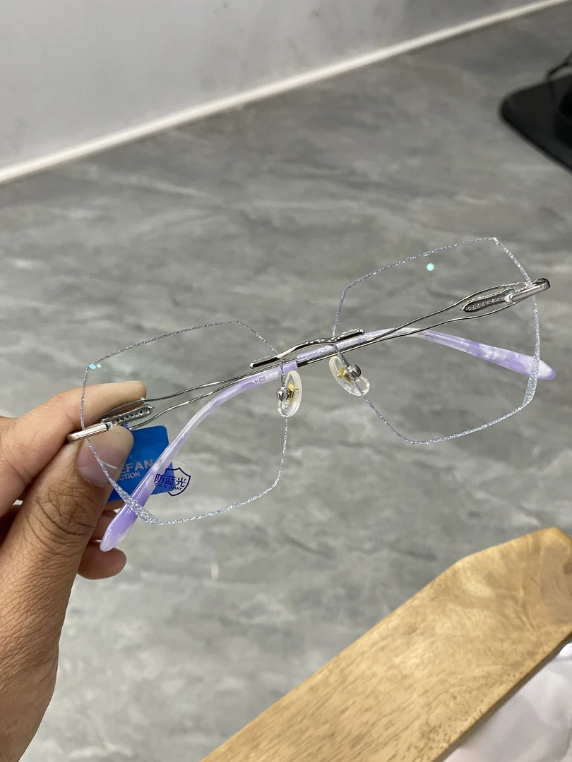 无框切边眼镜可以配近视度数防蓝光女款气质网红时尚超轻韩版