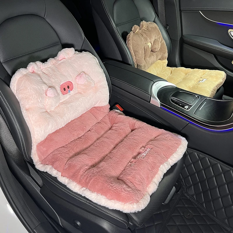 汽车坐垫冬季毛绒网红连体卡通车垫四季通用垫子女士车载用品大全