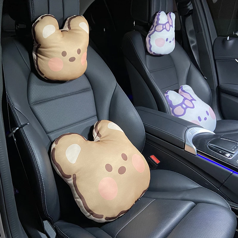 创意汽车腰靠网红四季车用小熊小兔靠垫腰垫开车护腰神器久坐不累