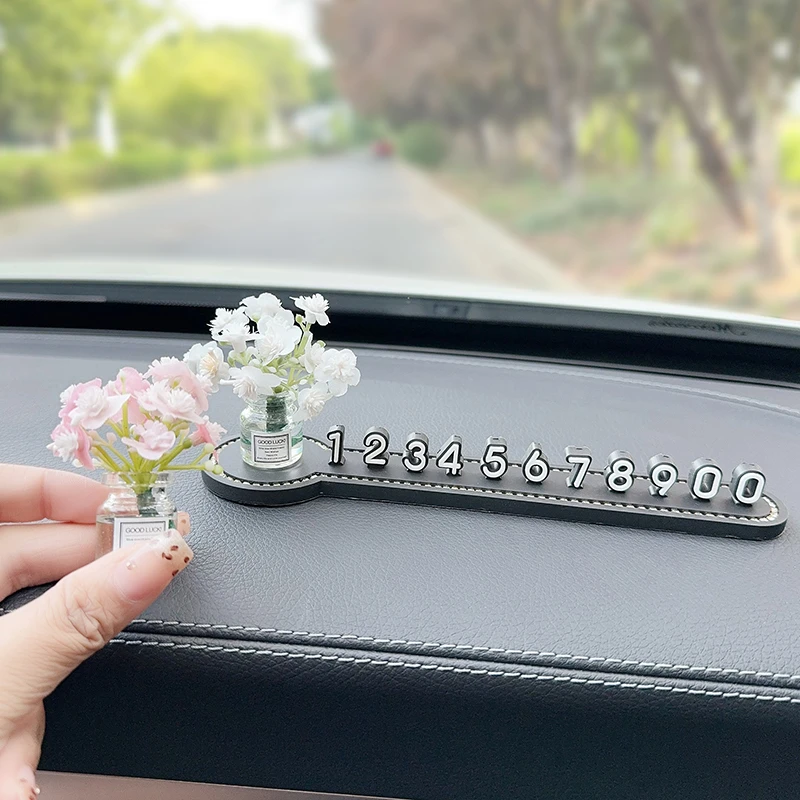 2024网红汽车挪车电话牌女士临时停车号码牌车载高级感移车牌摆