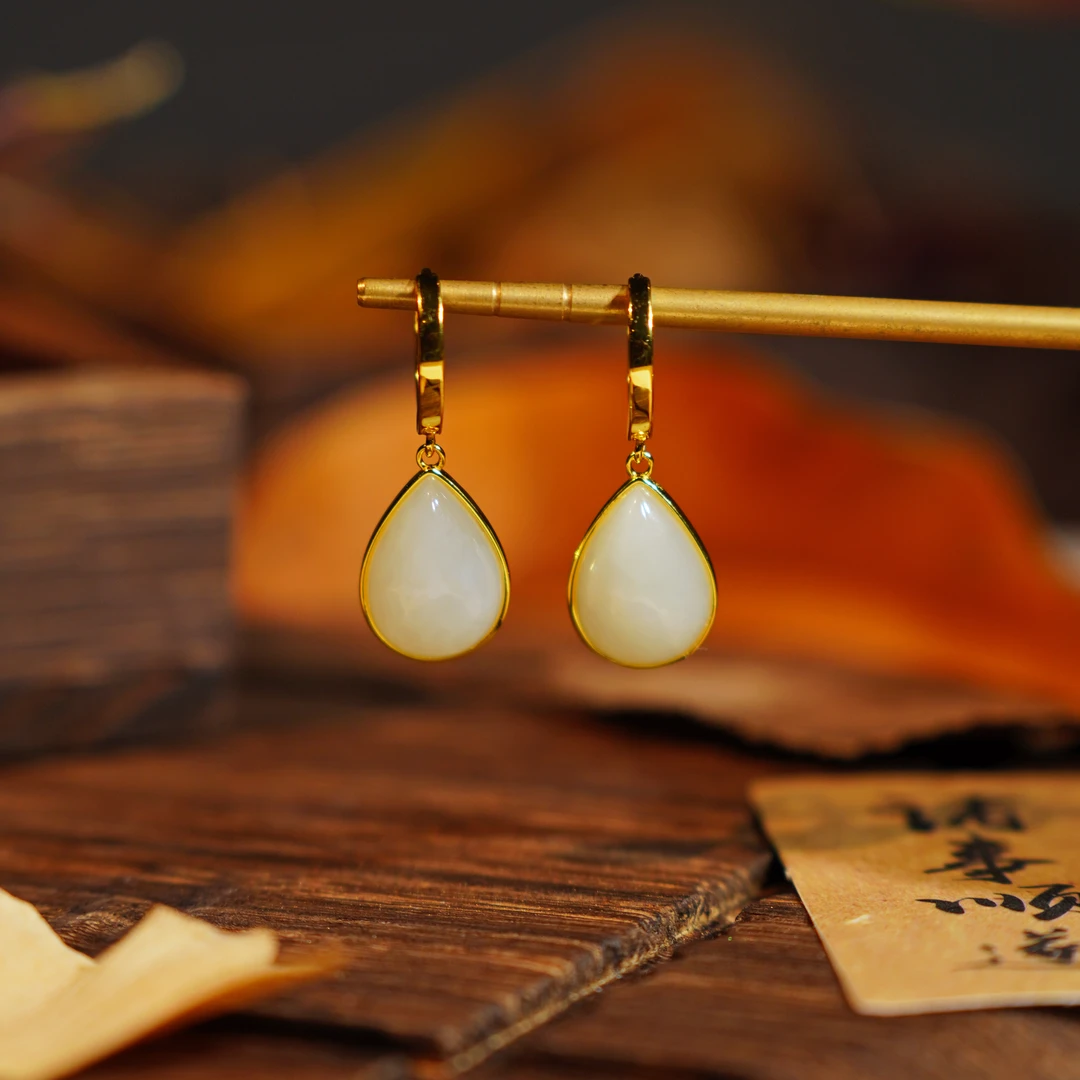 【莹玫】和田玉耳环穿搭小众轻奢