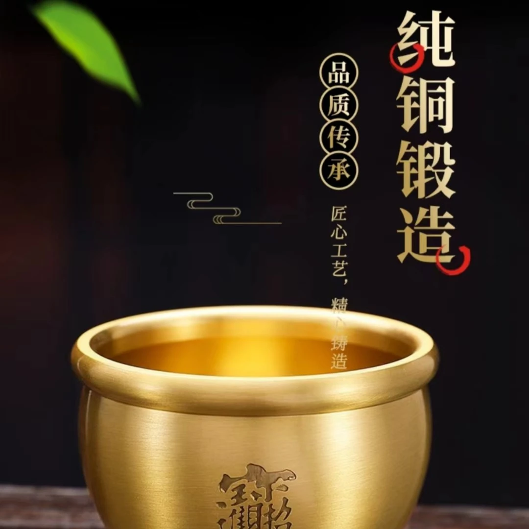 纯铜 聚宝缸 黄铜打造
