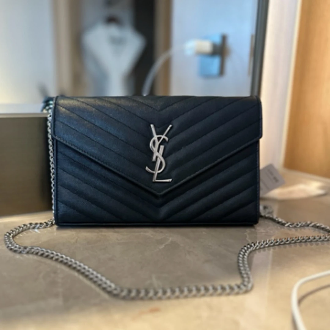 95新 YSL/圣罗兰 信封单肩包 尺寸19*12 CB032 /深蓝色经典/单肩/