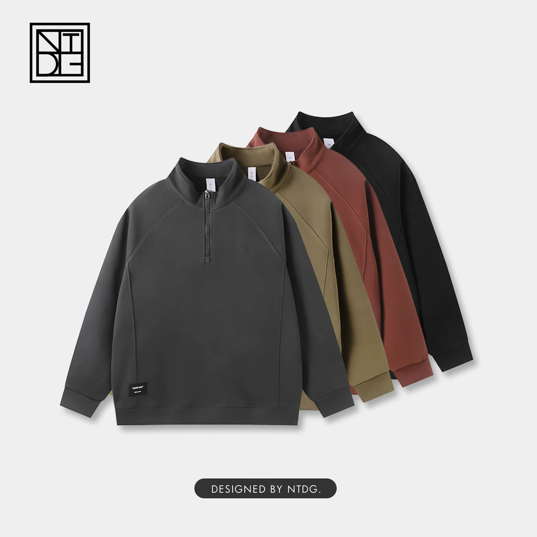 秋冬新款美式宽松休闲立领半拉链长袖卫衣99385