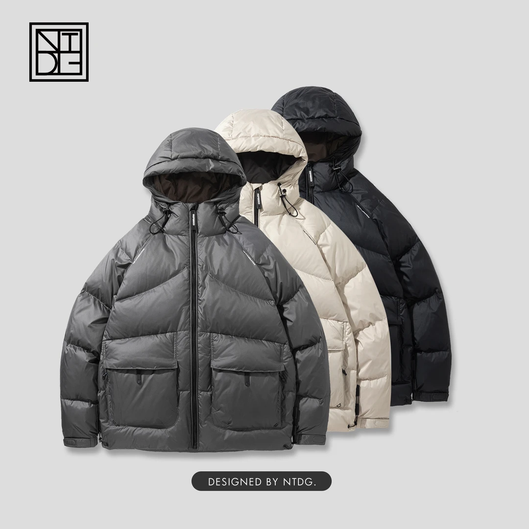 F8连帽羽绒服男士冬季纯色加厚外套高级感百搭DC8869