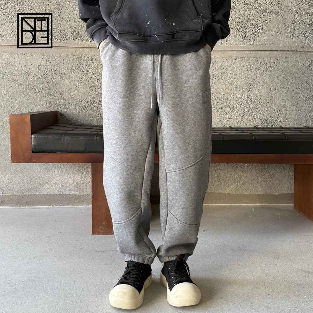 冬季简约纯色加绒加厚休闲通勤收脚卫裤5242