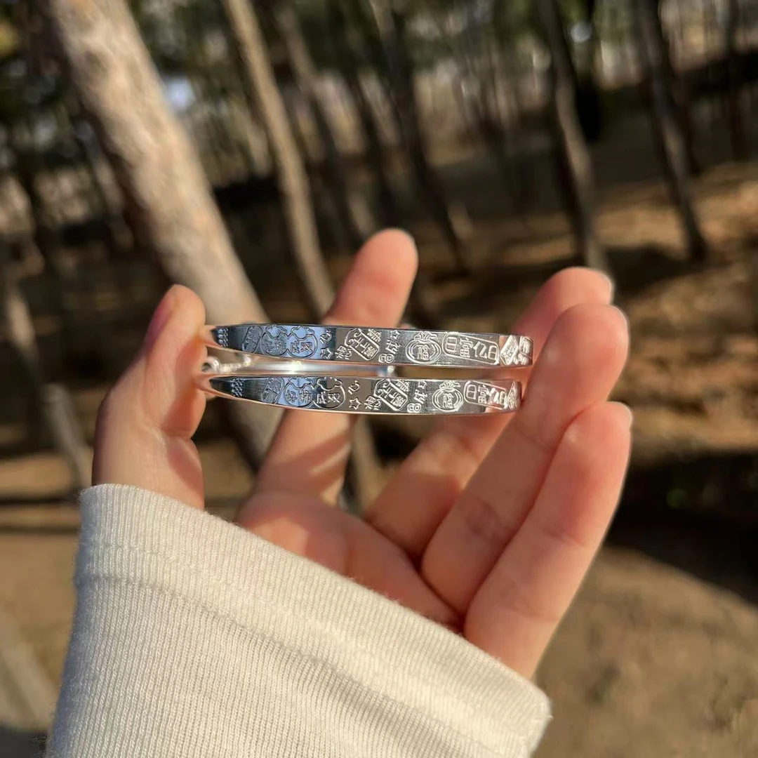 足银手镯 999足银吉言时尚百搭经典素款精美手镯