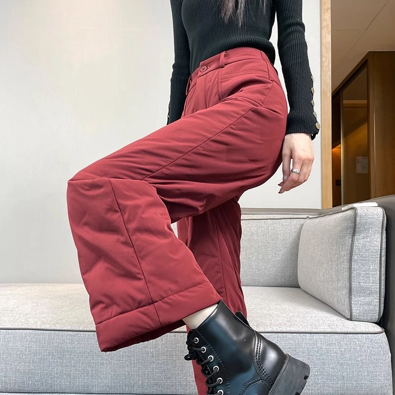 羽绒裤女冬季外穿2025新款小个子直筒加绒加厚哈尔滨防寒东北棉裤