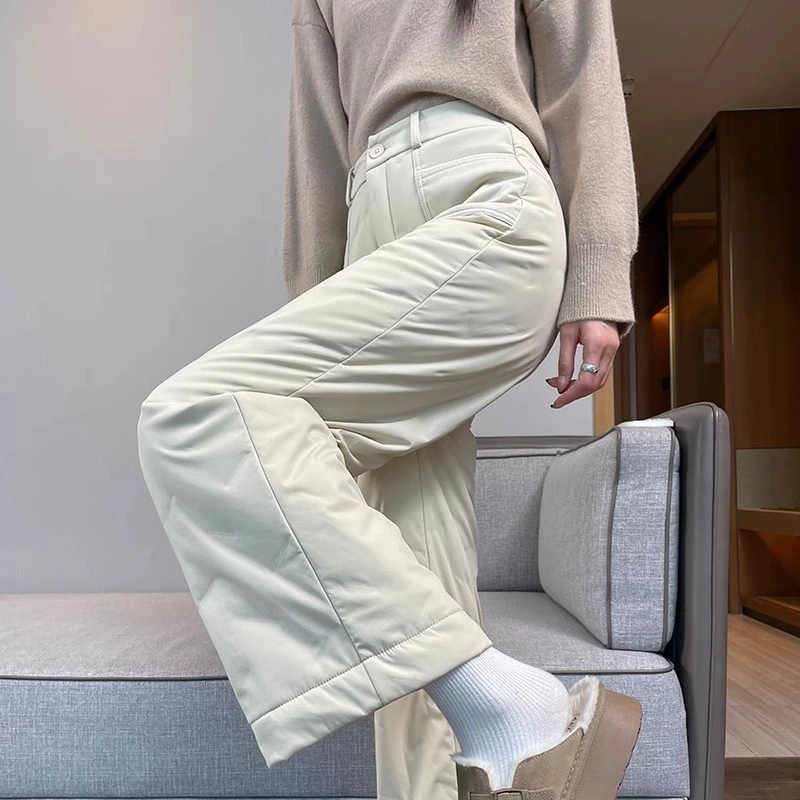 羽绒裤女冬季外穿2025新款直筒保暖哈尔滨小个子加绒加厚东北棉裤