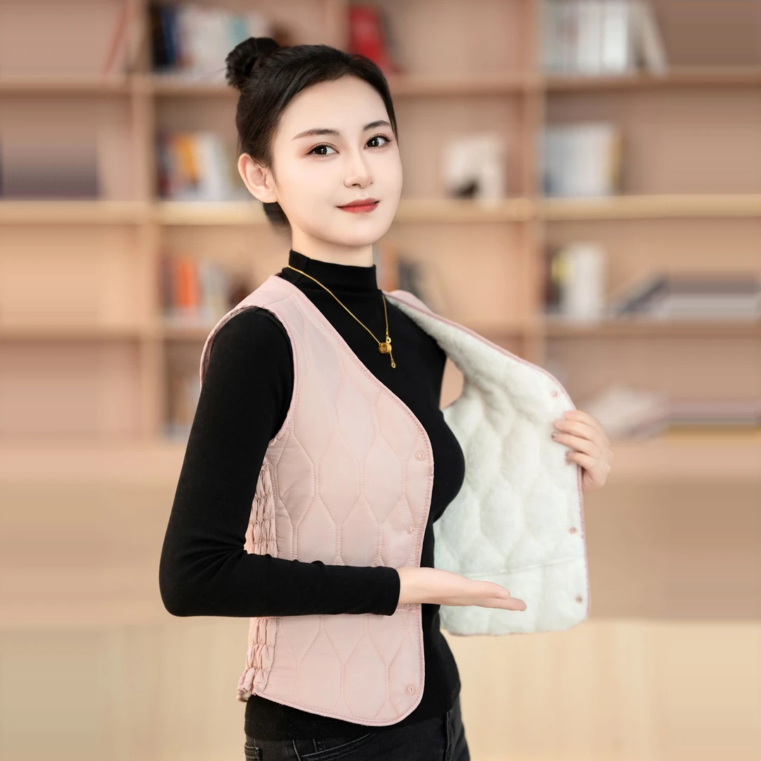 女士加绒棉马甲秋冬内胆加厚轻薄修身显瘦坎肩贴身背心百搭外内穿