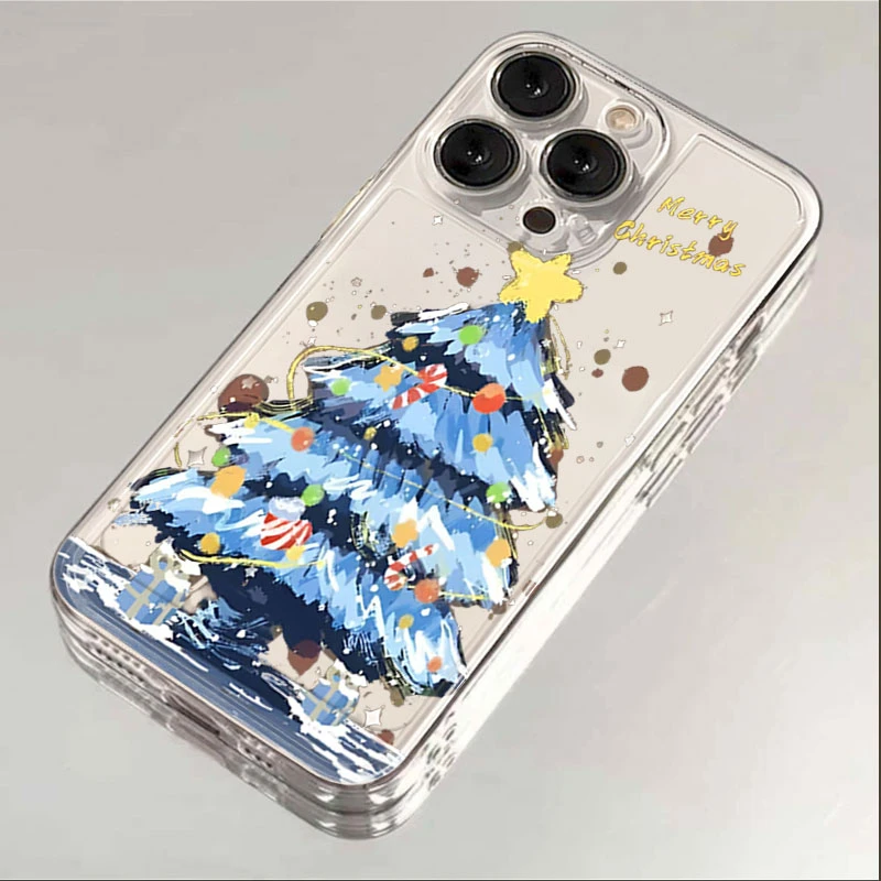 蓝圣诞树适用苹果X手机壳iPhone11/12/13/14/15PRO透明8P保护套6S