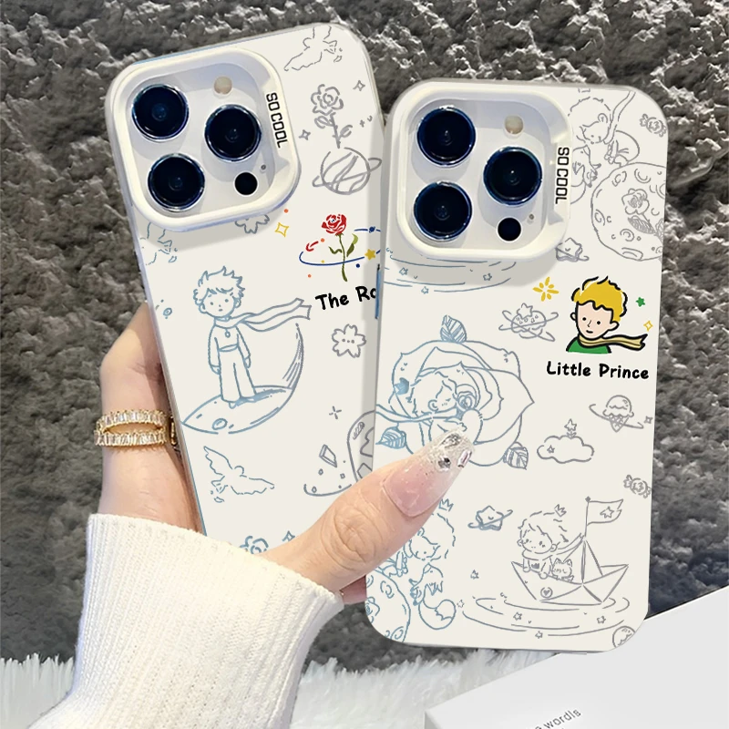 玫瑰王子适用iPhone15苹果11/13/14彩银手机壳华为荣耀12/7/8卡通