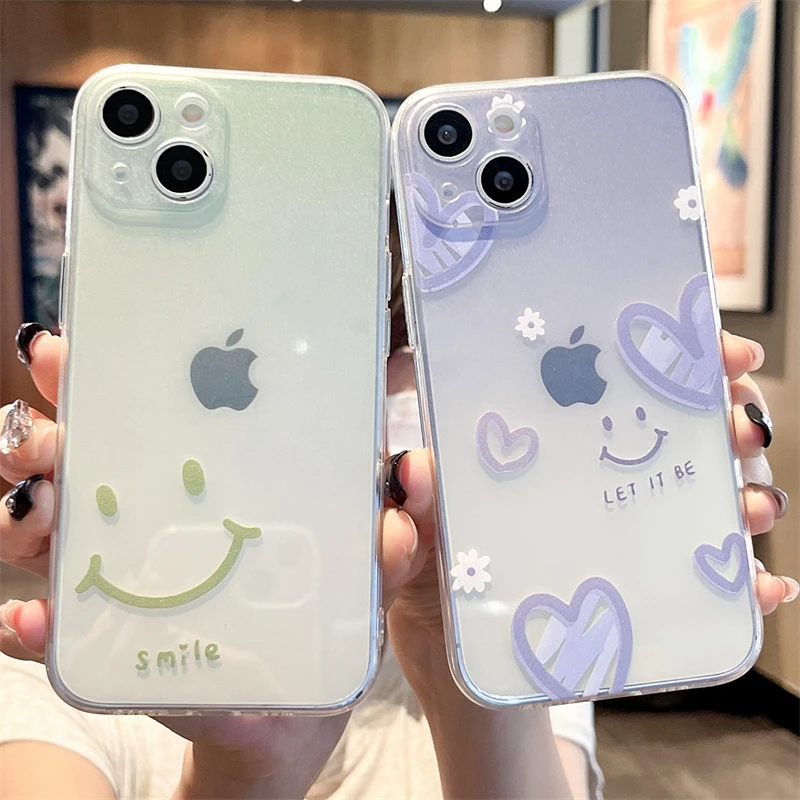 渐变笑脸适用iphone15苹果16手机壳小米OPPO华为VIVO荣耀一加魅族