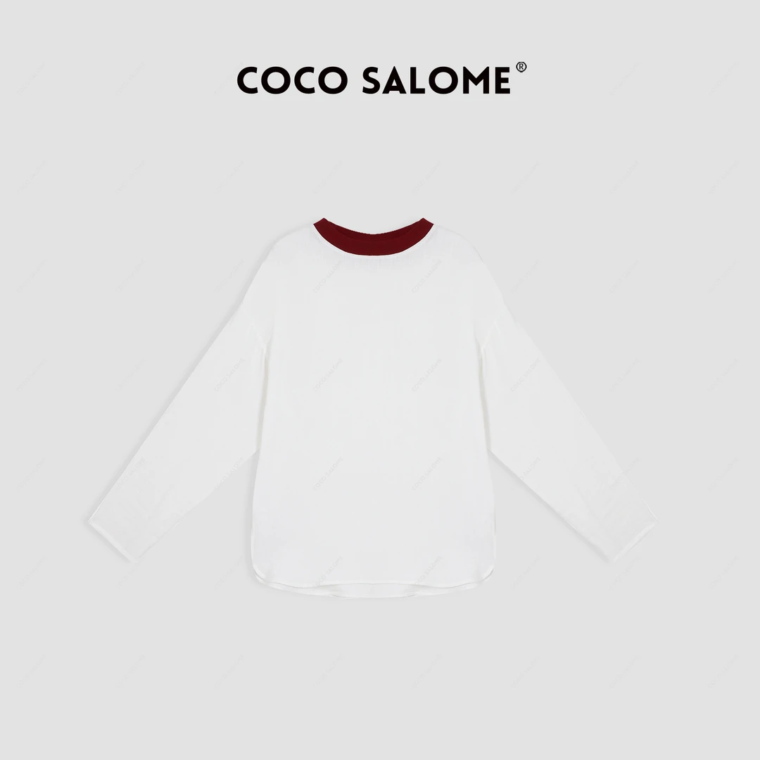 COCO SALOME｜韩彬彬"花迹"亚麻撞色大版男女同款时尚长袖361S-9