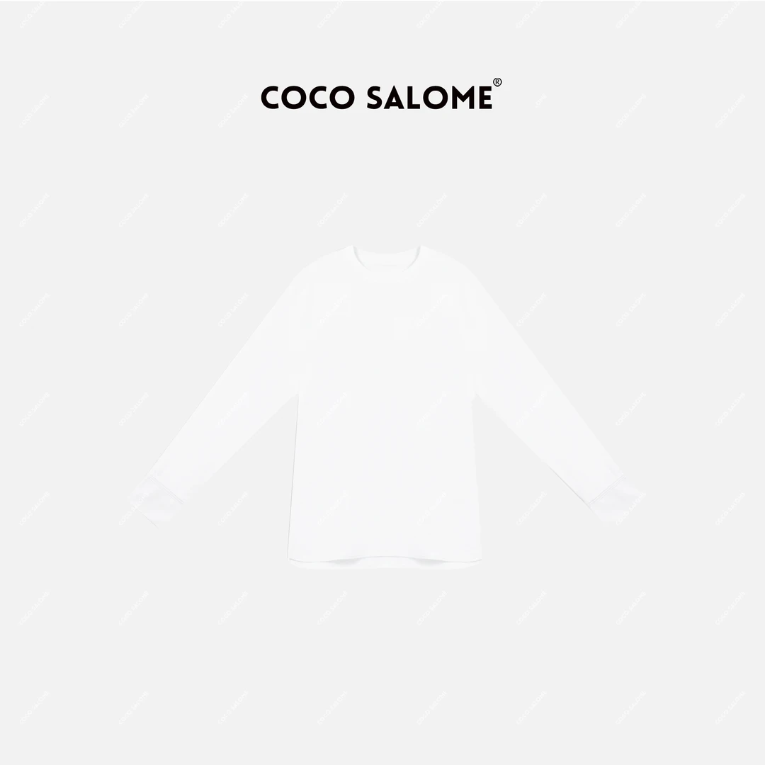 韩彬彬“黑白基调”100棉国潮风盘扣时髦纯色圆领长袖打底衫158Y-9