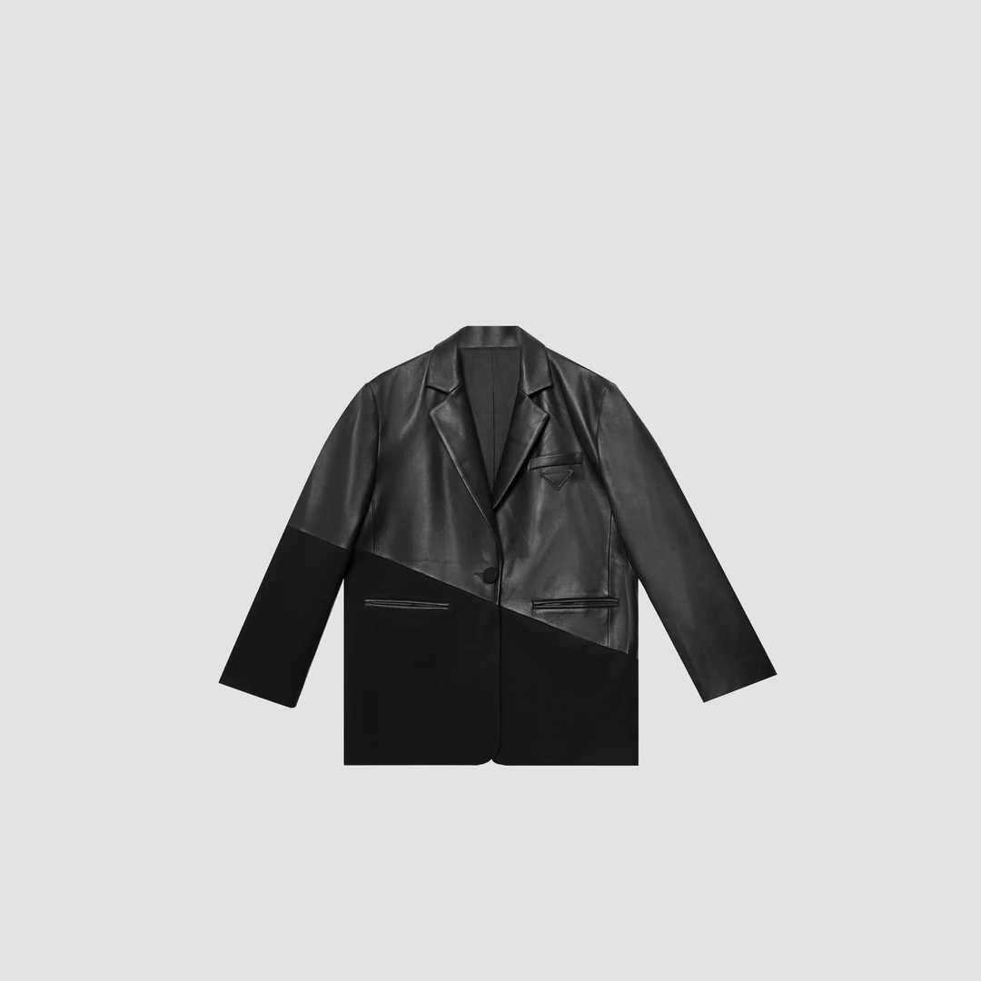 COCO SALOME⑨【奢香夫人】秋冬绵羊皮设计师款拼接西服4119