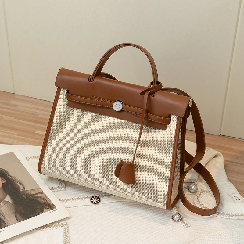 包包女2024新款秋冬高级感通勤包大容量铂金包手提斜挎帆布凯莉包