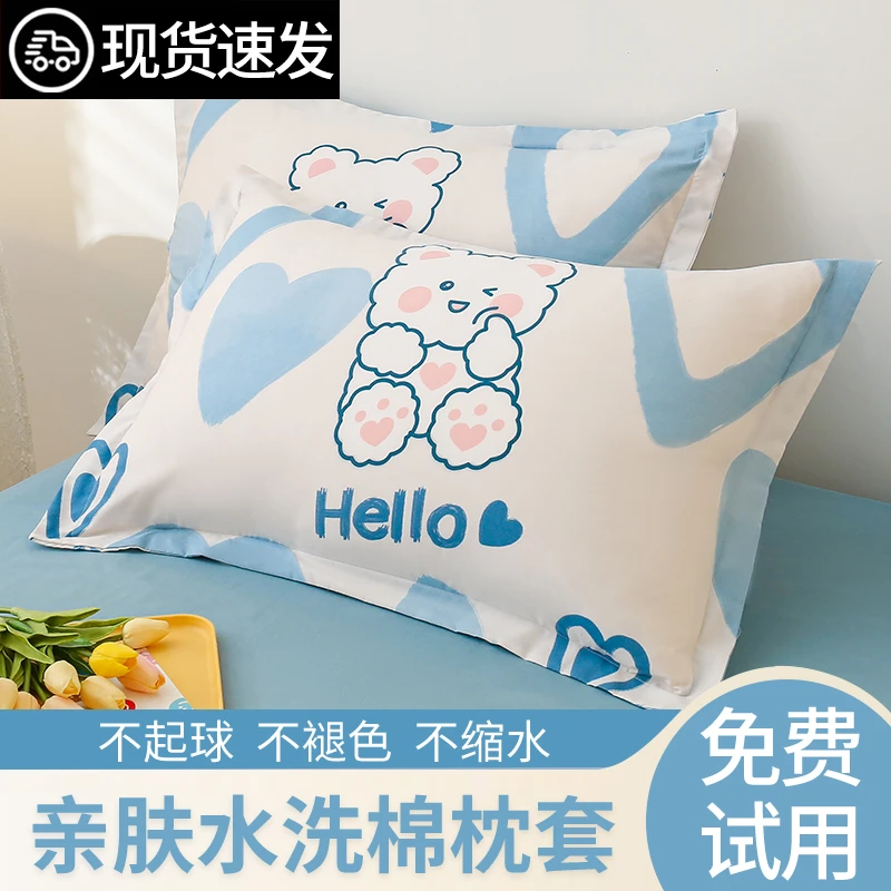 枕套一对装非全棉家用成人枕头套家用加厚48x74cm宿舍枕芯内胆套2