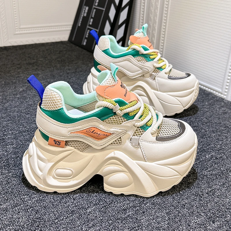 9CM内增高老爹鞋女2024夏新款百搭韩版网红小个子显高透气运动鞋