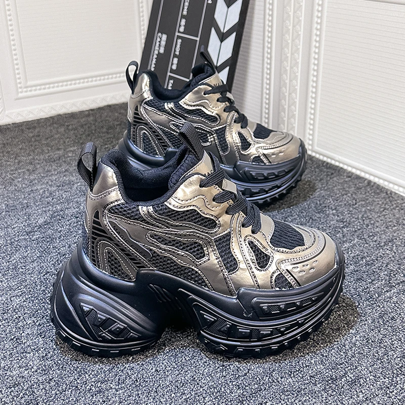 12CM内增高老爹鞋女2024秋季新款百搭爆款小个子厚底超高跟运动鞋