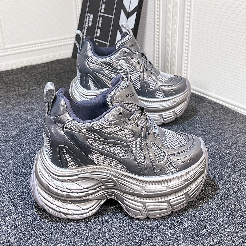 12CM内增高老爹鞋女2024秋季新款百搭爆款小个子厚底超高跟运动鞋