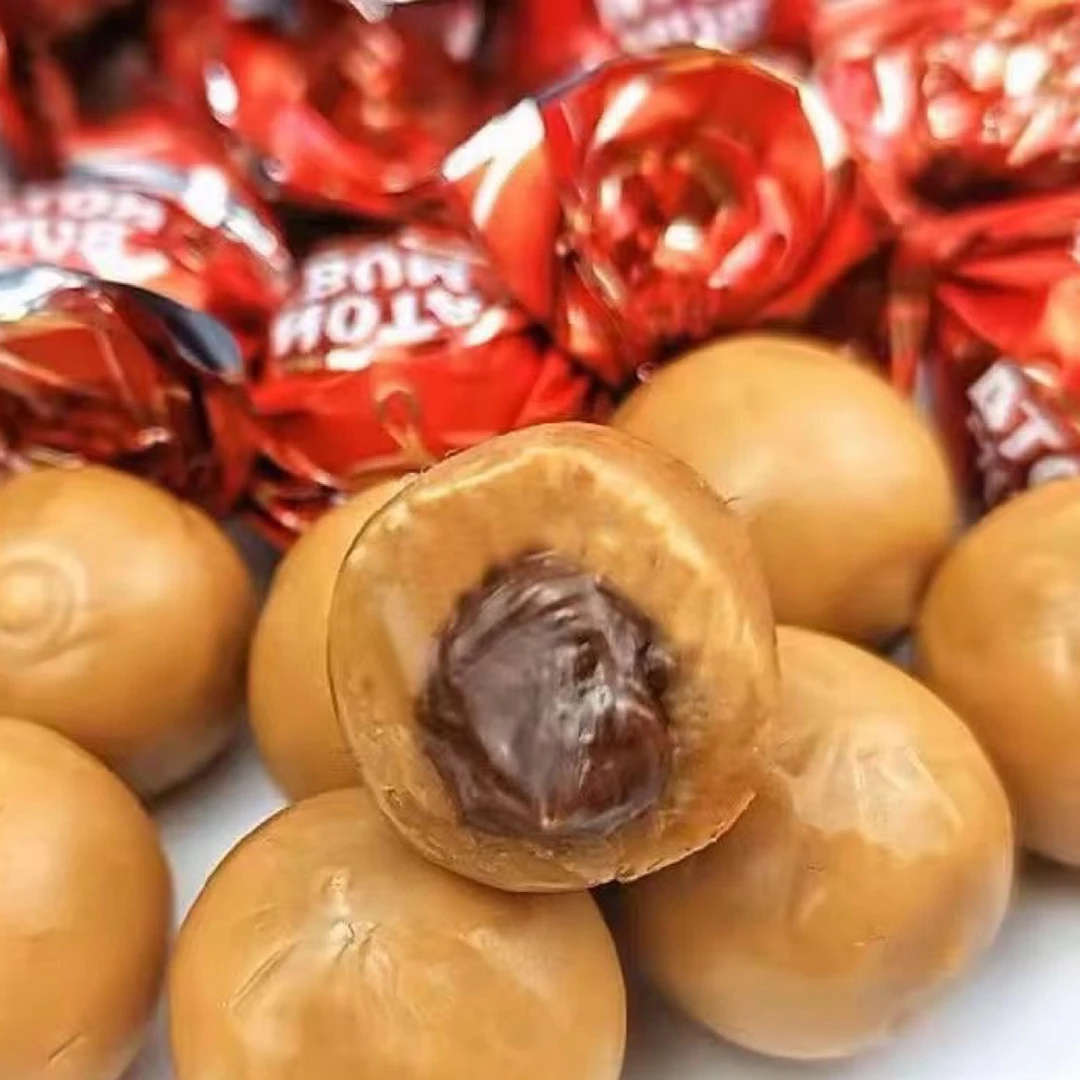 俄罗斯进口糖果榛子味巧克力酱夹心太妃糖喜糖年货零食