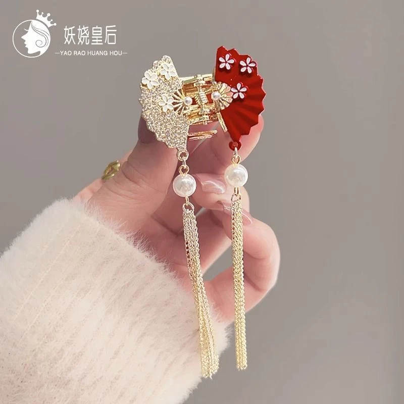 汉服流苏素款抓夹新年流苏抓夹头饰发夹气质时尚百搭长款古典超仙