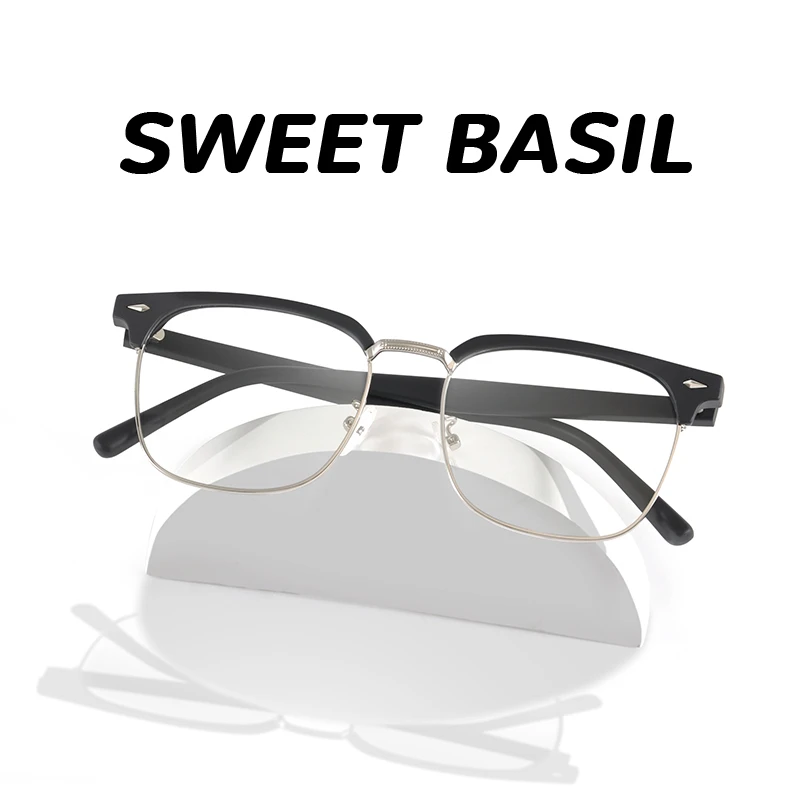 Sweet basil/紫淑方形大框大脸理工男镜框圆脸男士防蓝光近视眼镜