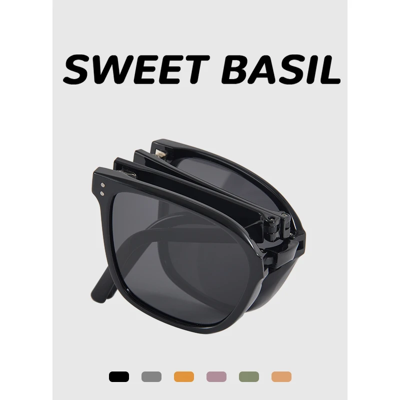 Sweet basil/紫淑墨镜大脸显瘦折叠太阳镜防紫外线防晒墨镜夏季