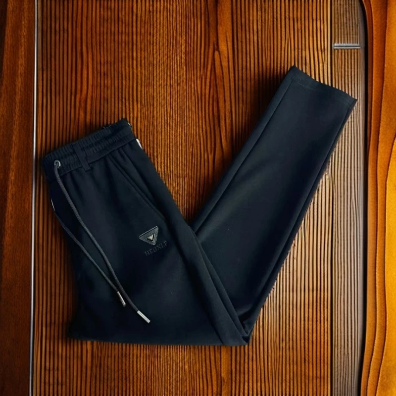 男士新款冬季加绒加厚休闲裤商务时尚百搭弹力黑色舒适修身直筒裤
