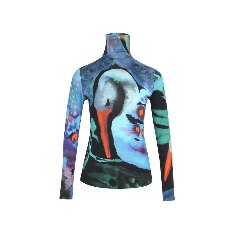 【碧海潮生】ZHUCHONGYUN冬新款印花修身内搭打底衫C1DE44141