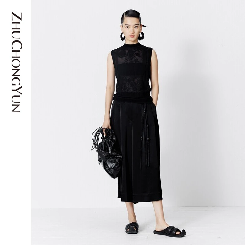 【冬姐精选】ZHUCHONGYUN感珠饰流苏垂坠阔腿裤女装