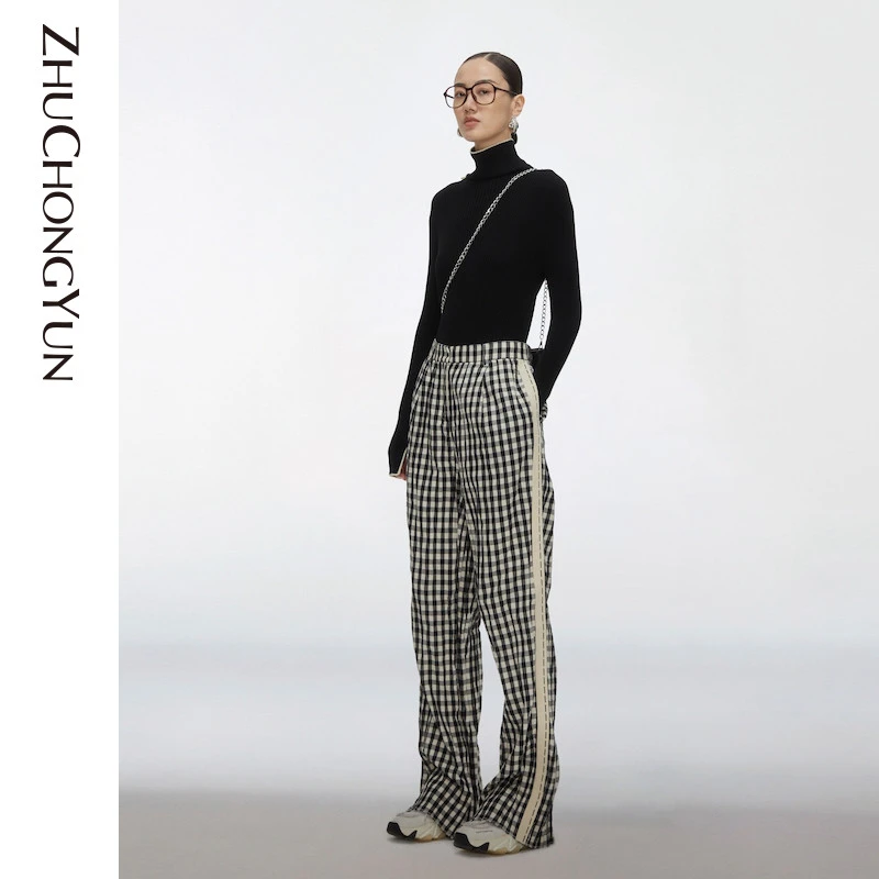 ZHUCHONGYUN秋新款黑色修身高领毛针织衫