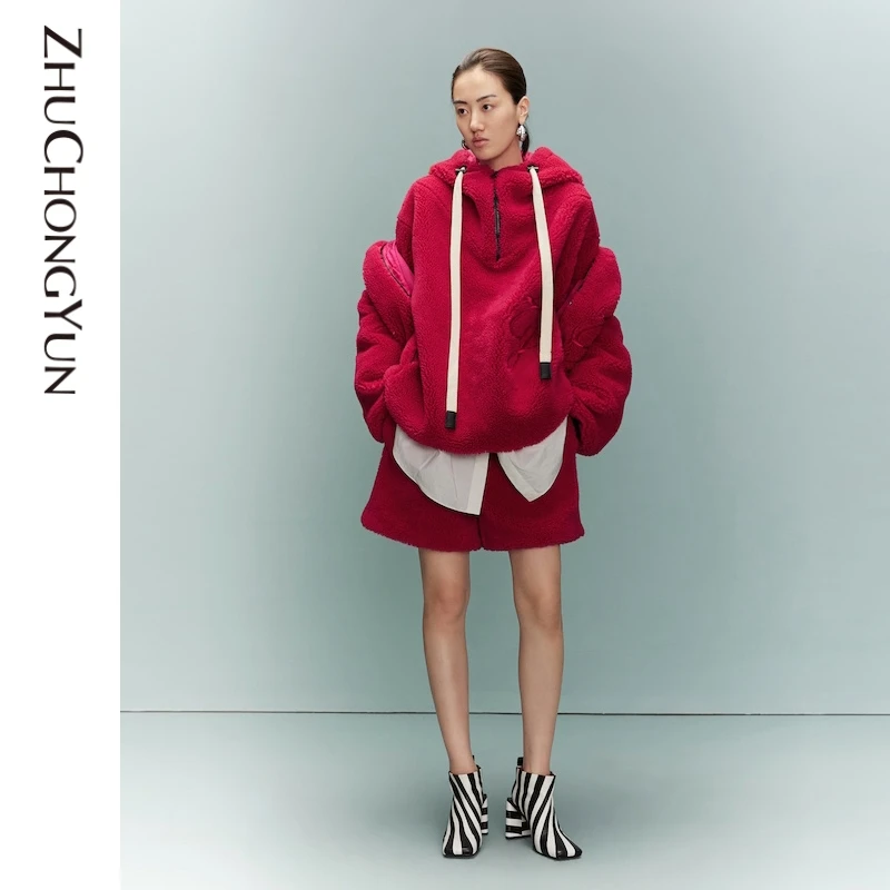 【米儿精选】ZHUCHONGYUN宽松连帽刺绣抽绳外套女士