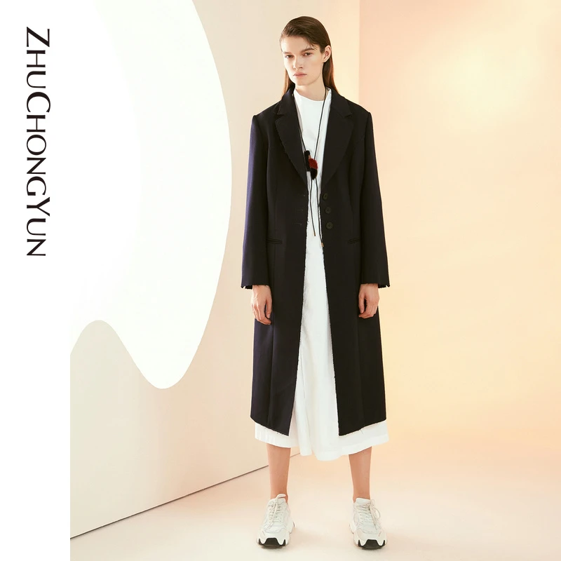 【千万精选】ZHUCHONGYUN原创设计女装简约优雅大衣C1HF4325D