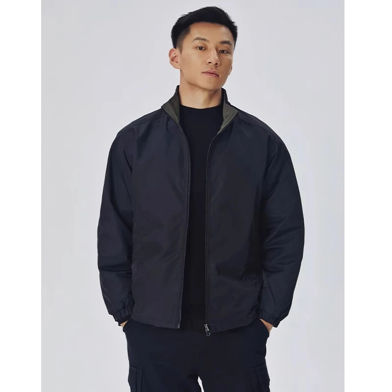 纯色立领夹克男春秋款外套男士男生秋季宽松防风休闲美式春装茄克