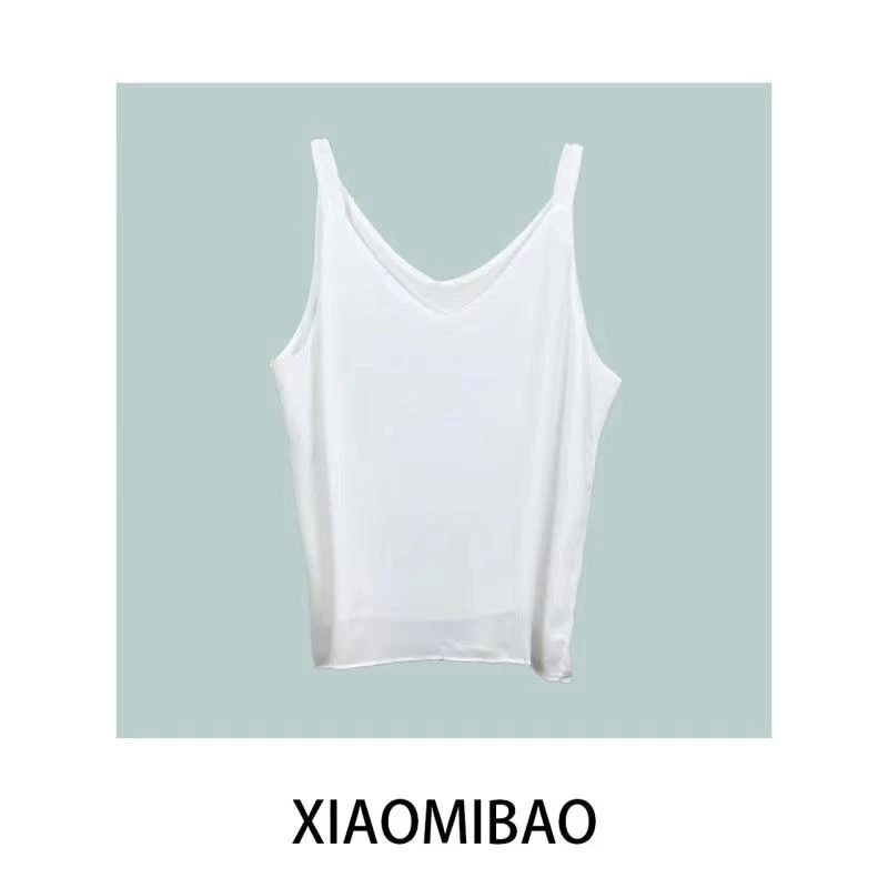大码女装V领双层雪纺内搭背心韩版胖mm宽松显瘦加肥无袖吊带136