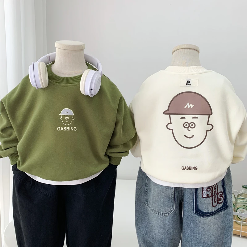 男童秋冬卫衣2024新款洋气中小童韩版休闲长袖秋冬儿童插肩袖上衣