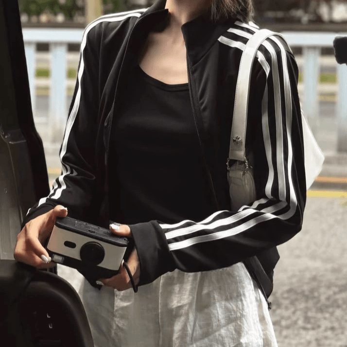 欧洲站夏季女2024新款女装时尚百搭条纹拉链棒球服防晒衣外套7976