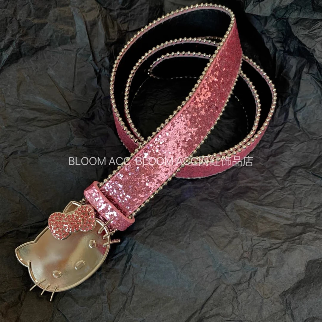 潮流猫扣闪闪头腰带千禧辣妹亚文化牛仔裤裙子配饰时尚百搭皮带