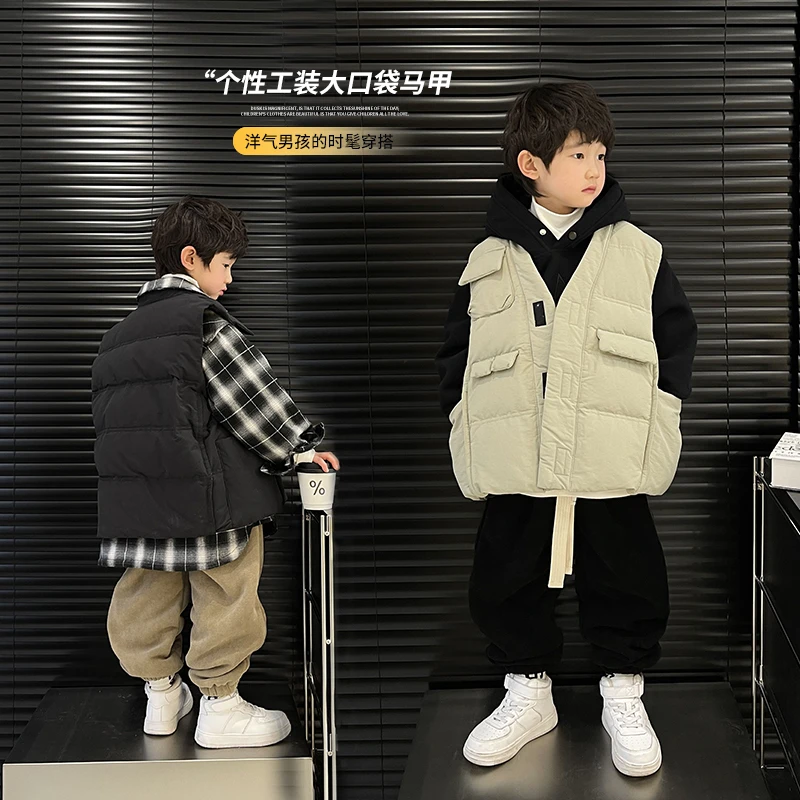 22d23177男童羽绒马甲儿童秋冬背心潮百搭男孩马夹中大童童装洋气