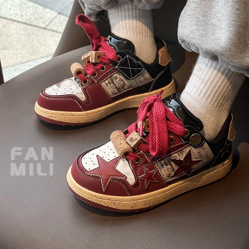 范米粒中大童男童春秋百搭复古小众学生韩版板鞋儿童运动鞋