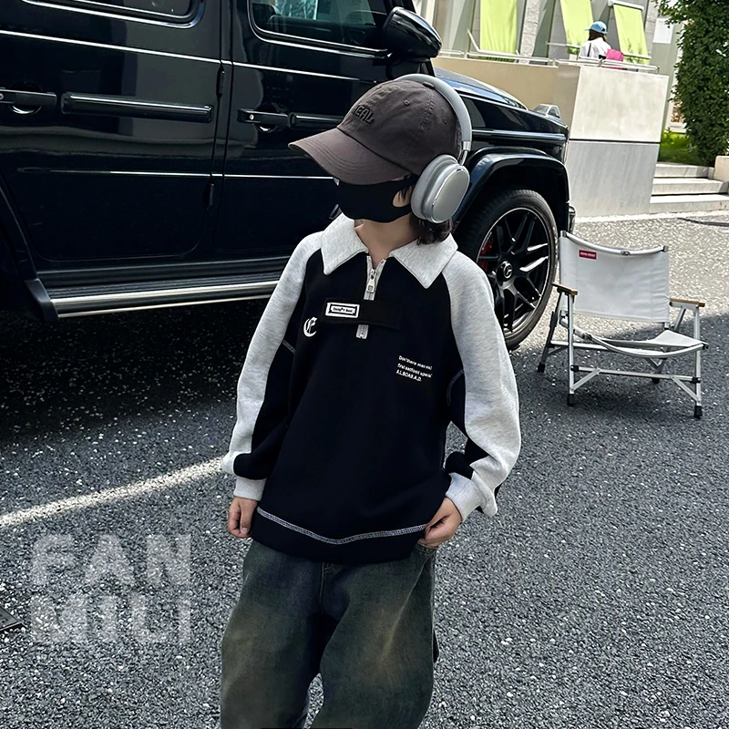 儿童卫衣秋装新款男童韩版长袖polo衫中大童潮牌上衣薄款
